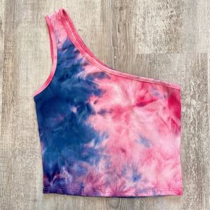 Tie dye one shoulder croptop